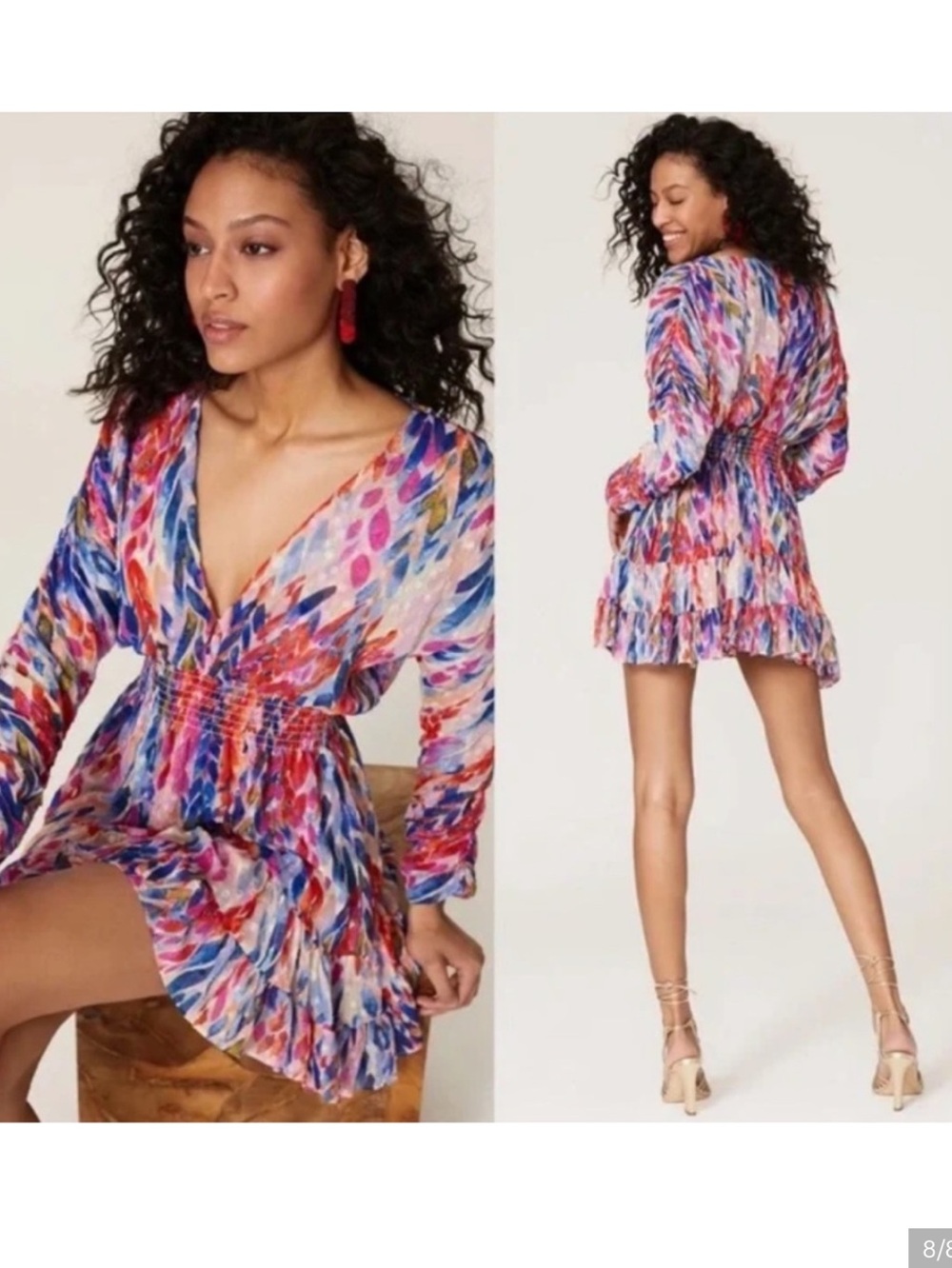 MISA Chiara Mini Dress Feathers of Corfu Size XS
